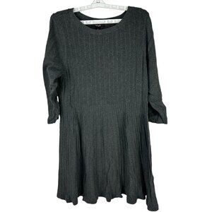 Style & Co Womens 1X Gray Long Sleeve Ribbed Dress Cotton Blend Casual Loose Fit